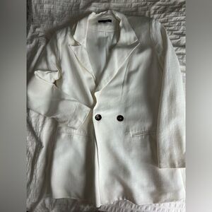 Linen Blend Women’s Blazer - size small - ecru white